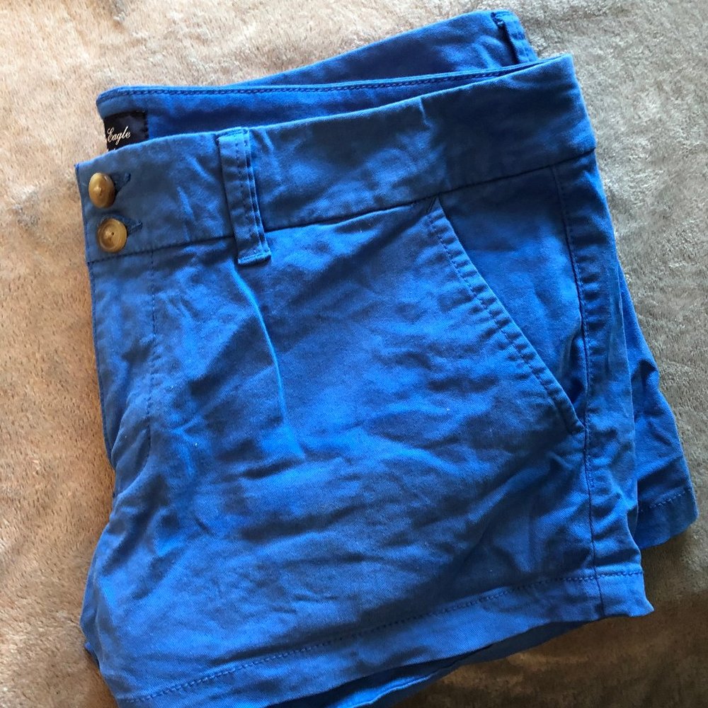 American Eagle Cobalt Blue Khaki Shortie Short